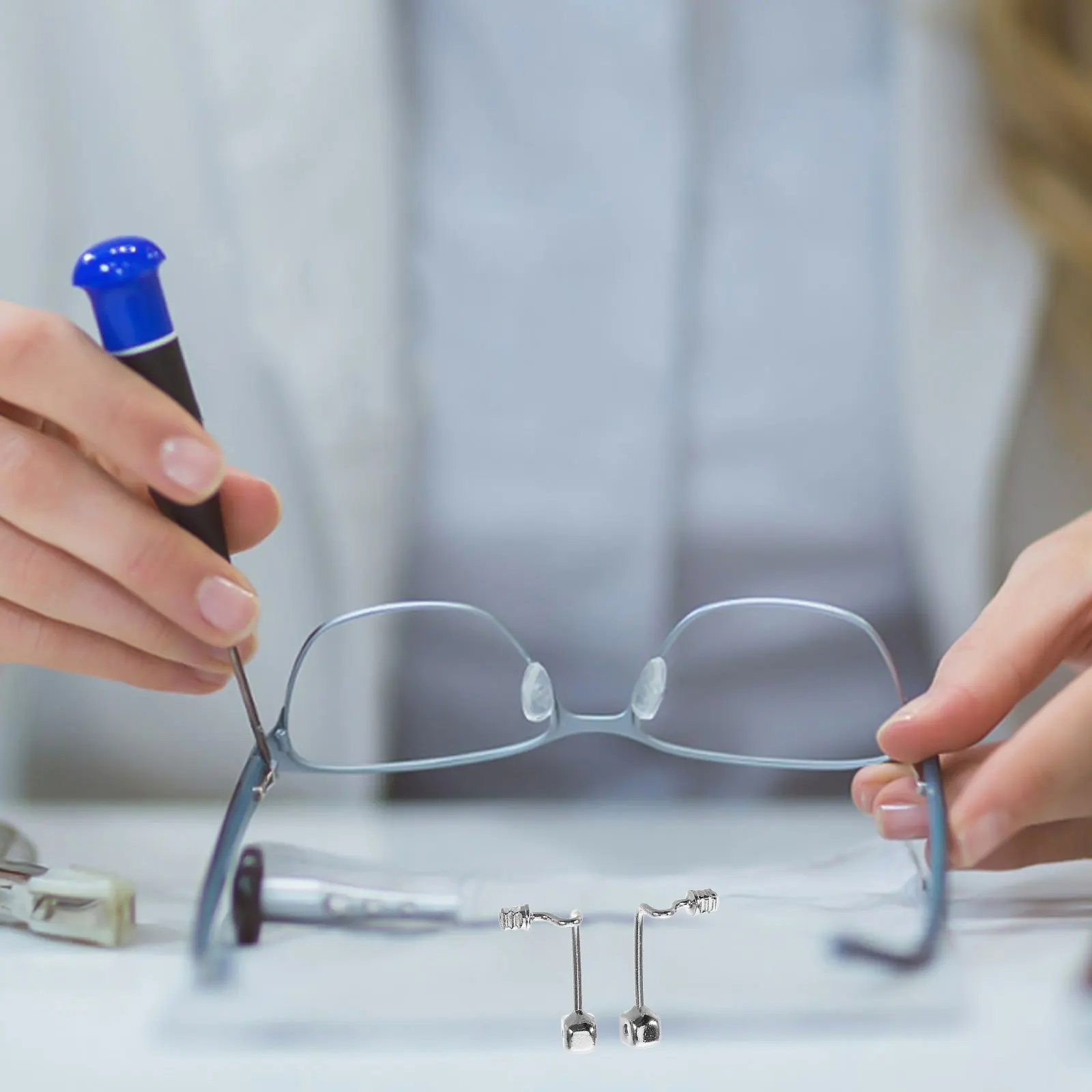 

2pcs Metal Eyeglasses Holder Screw Type Stainless Steel Nose Bridge Replacement For Glasses Frame Durable Sturdy Support Part