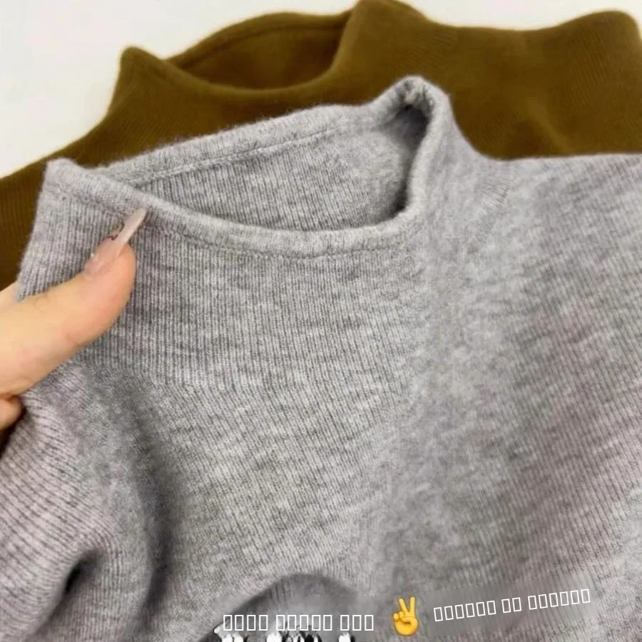 

Slim Fit f High Ne Knitted Sweater Women's Inner Wear Autumn Winter Warm Sli Top Pure Color Commute Sle Knitwear