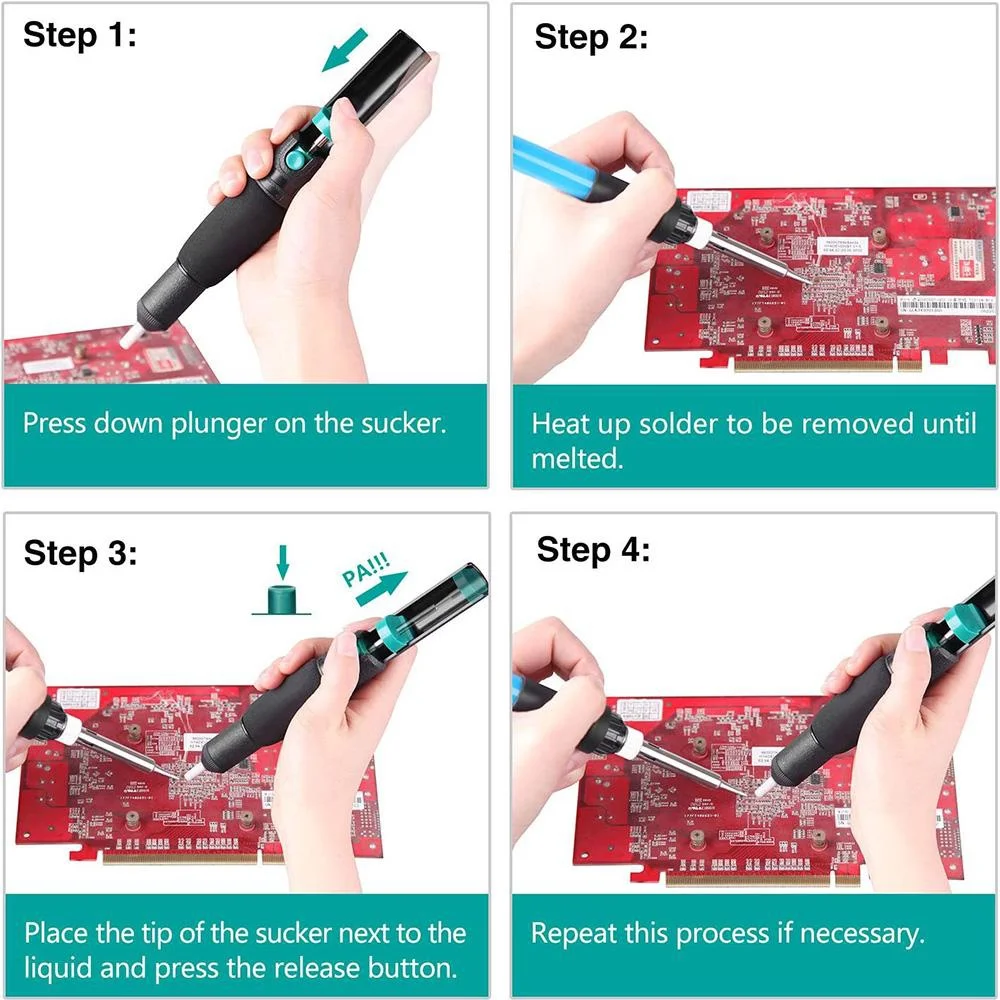 Stongo pompa Solder, 1 buah pompa Solder, penghilang Solder, pompa vakum penyolderan Sucke, penghilang Solder