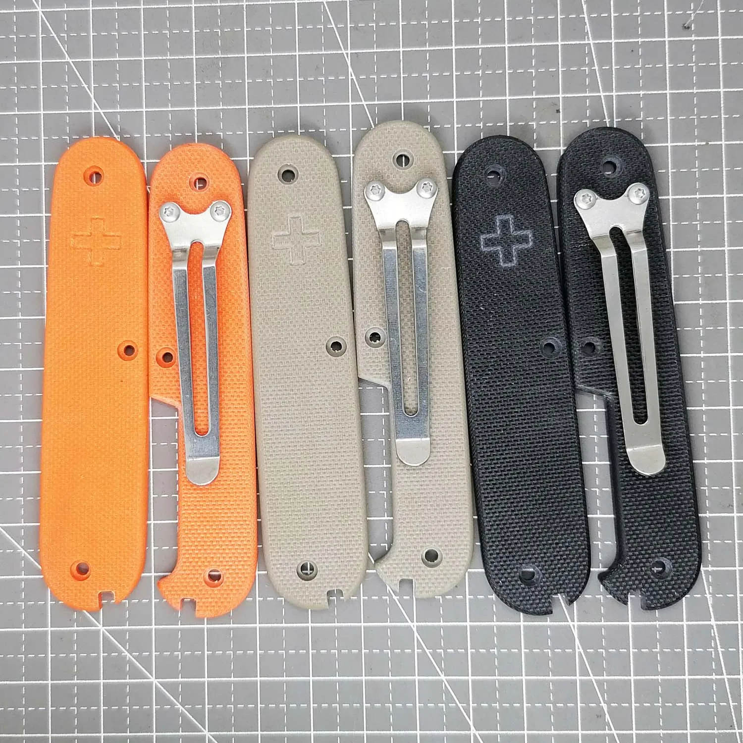 Custom Made G10 Modificar Escalas 91 mm Canivete Suíço Victorinox Alça de Modificação para Sak com Clipe de Bolso Par