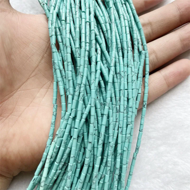 4*2MM Small Size Natural Stone Round Tube Beads For Larimar Turquoise DIY Necklace Bracelat Jewelry Making Gemstone Disc view 4