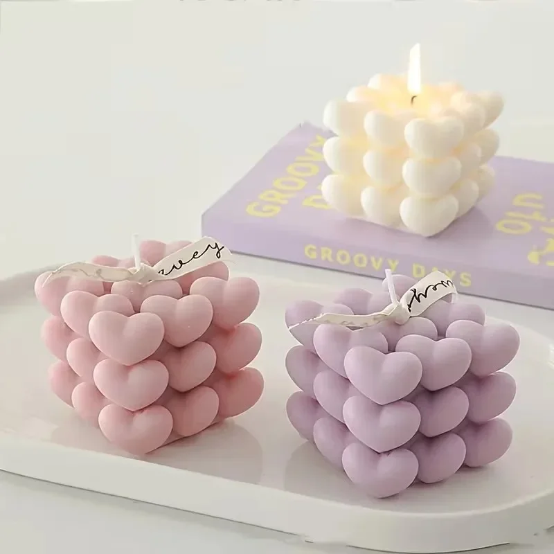 2026 latest models love silicone candle mold diy handmade soap plaster ice cube baking mold birthday valentine day party wedding