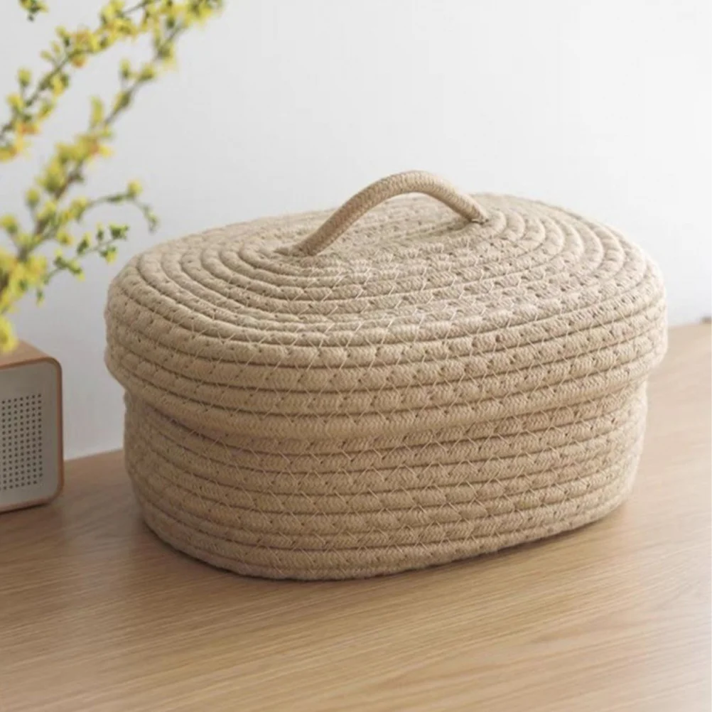 Nordic Simple Style Covered Rope Storage Box Desktop Snacks Toy Cosmetics Basket Khaki Color Bins Woven Container Cotton Child