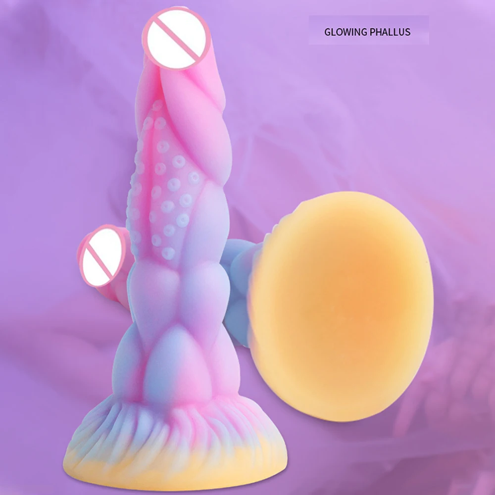 Luminous Silicone Anal Plug Fluorescent Dildo Anal Sex Toy Huge Realistic Monster Dildo Male Gay Prostate Massager Anus Dilators - view 4