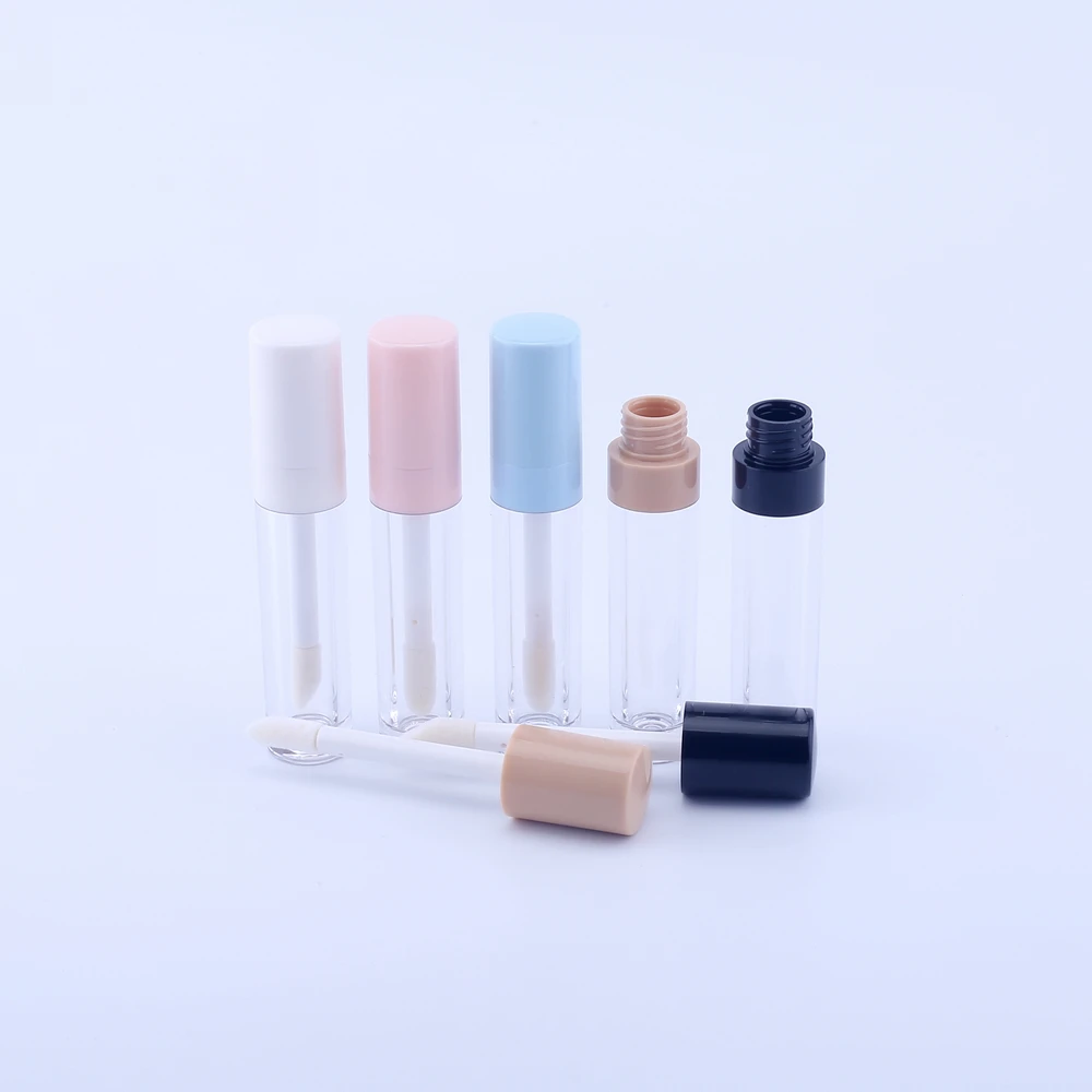 

200pcs 8ml Lip Gloss Empty Plastic Tubes Exquisite Mini Clear Lipgloss Packaging Container With Pink Matte Lid 5 colors