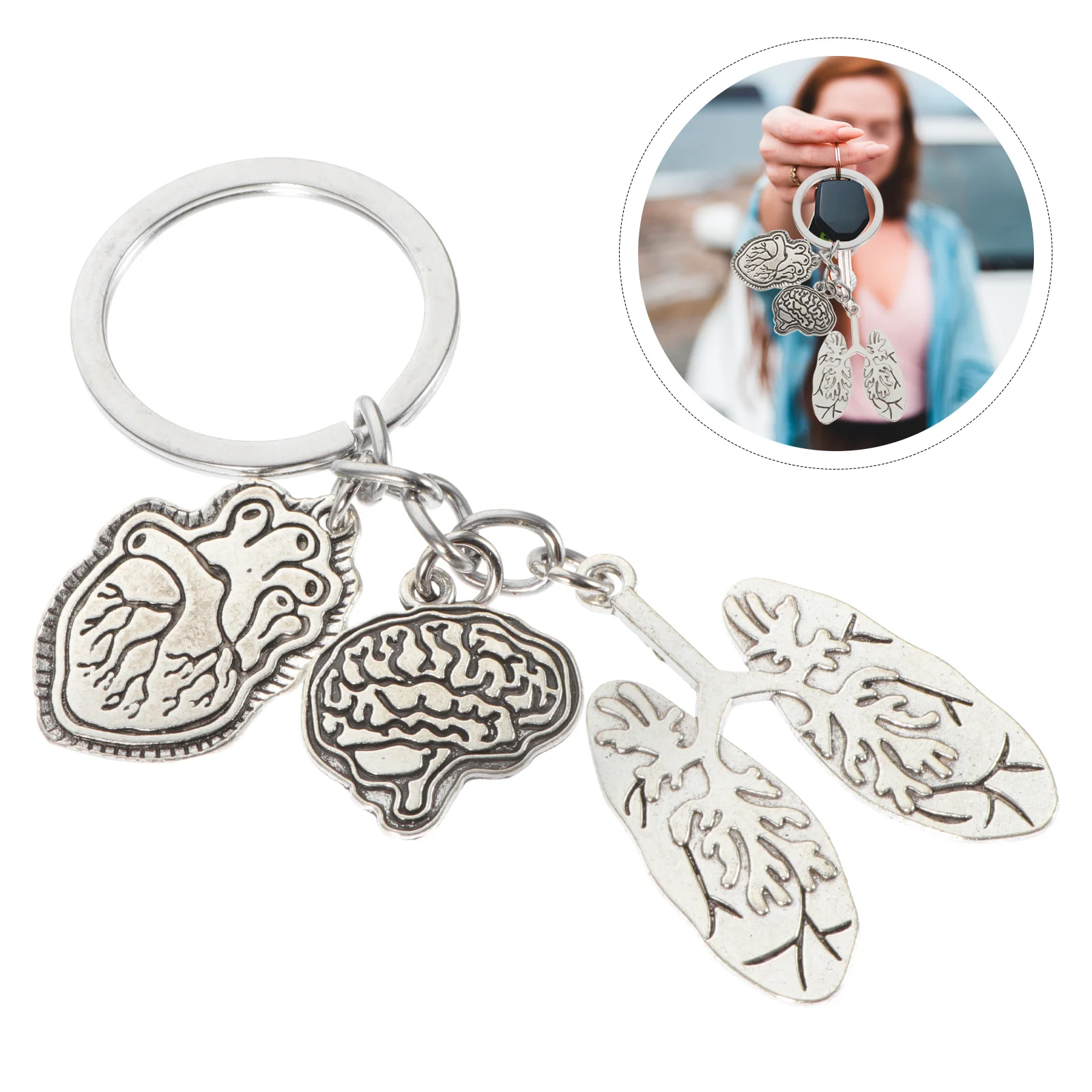 Human Organ Keychain Car Lung The Gift Fob Chic Rings Delicate Bag Hanging Silver Decors Nurse