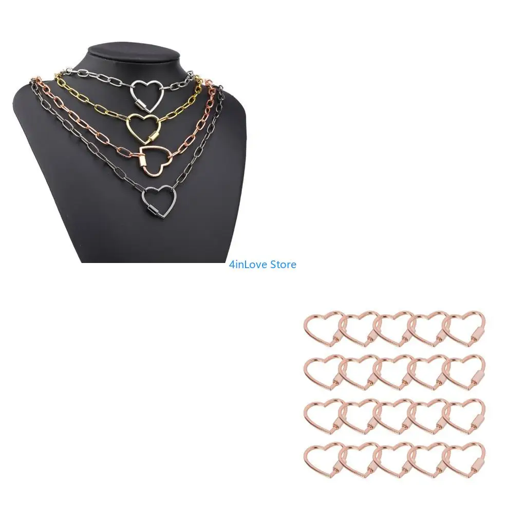 T4MD Heart Design Screw Lock Buckle Handbag Strap Clip Dog Chain Buckle For Bag Chains Rings And DIY Decoration Supplies