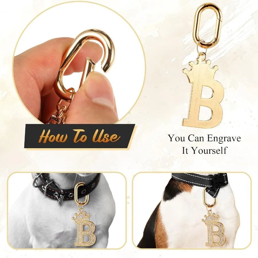 Dog Pet ID Tag Letter Shapes Dog Collar Charm me Tags Pet Persolized Dog Tag with Bling Rhinestones for Most Anti Lost Collar f