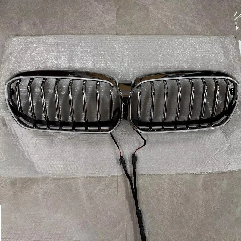 LED luminous Racing Grills for New 5 Series G30 M5 F90 2021 2022 2023  Front Silver Grille Replacement
