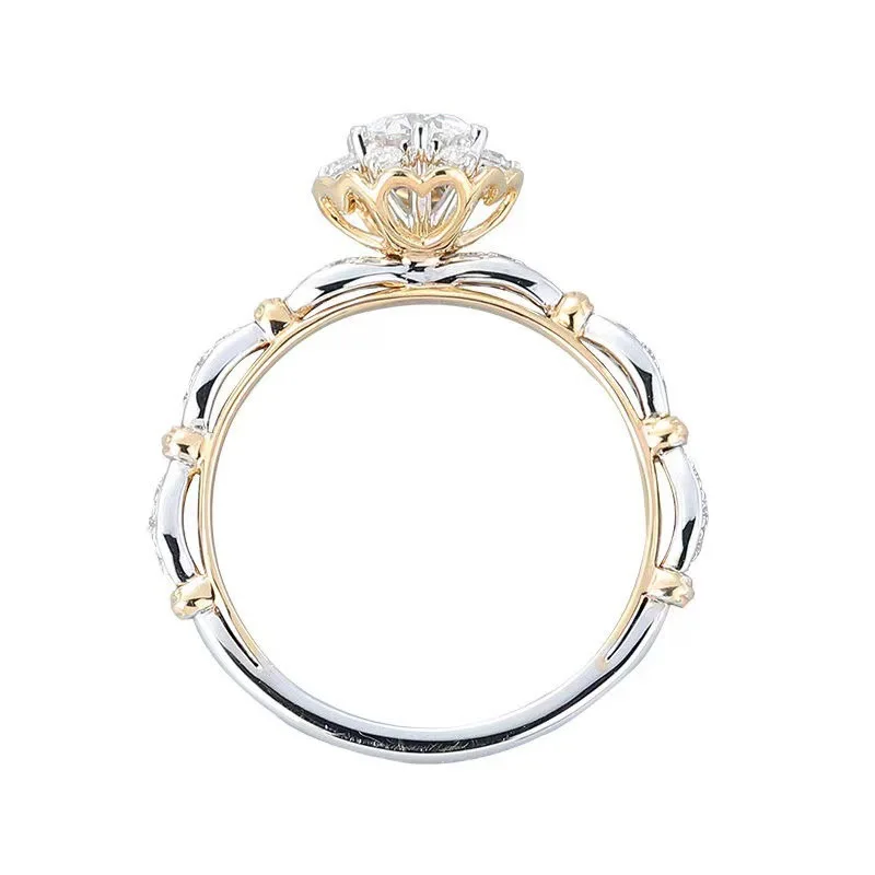 Elegant Wedding Engagement Couple Rings Set 925 Sterling Silver Anniversary Accessory With Full Shiny Cubiz Zircon Stone