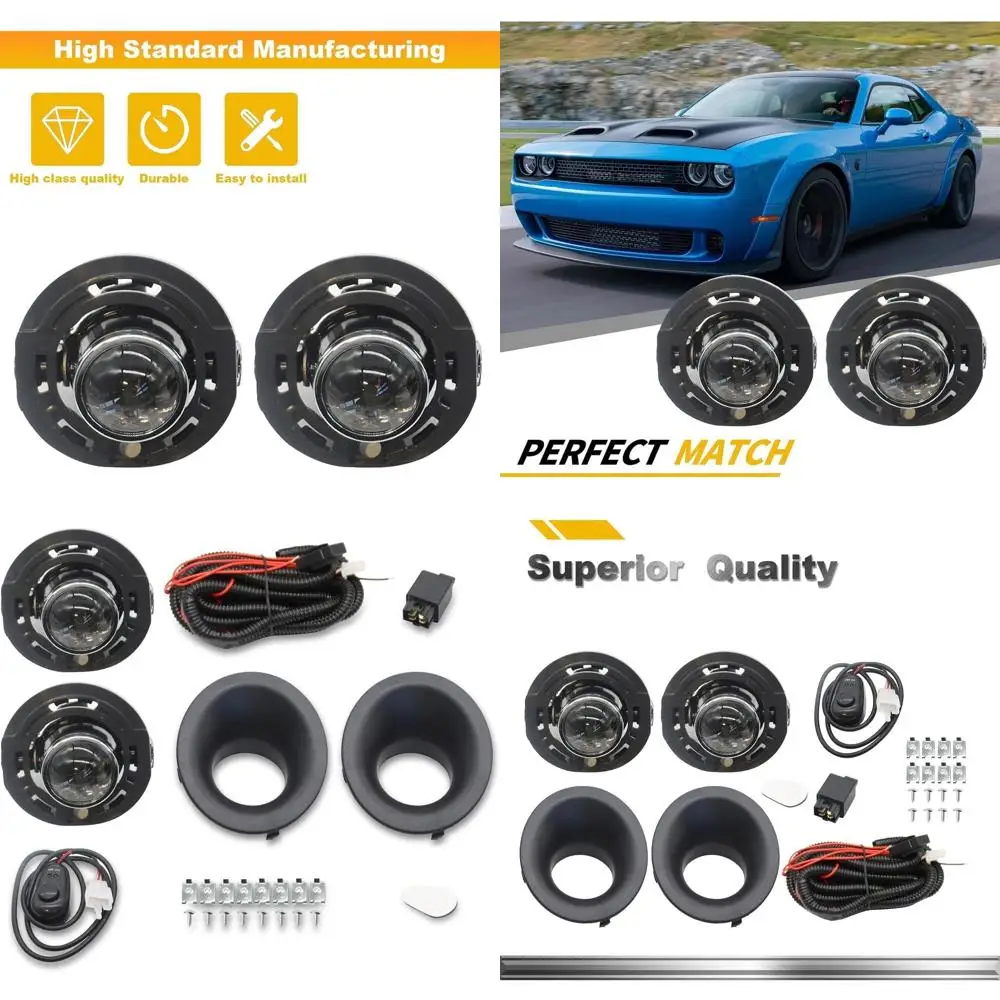 

2015-2020 Challenger Front Bumper Fog Light Assembly with Wiring Kit and 12V 55W Halogen Bulbs