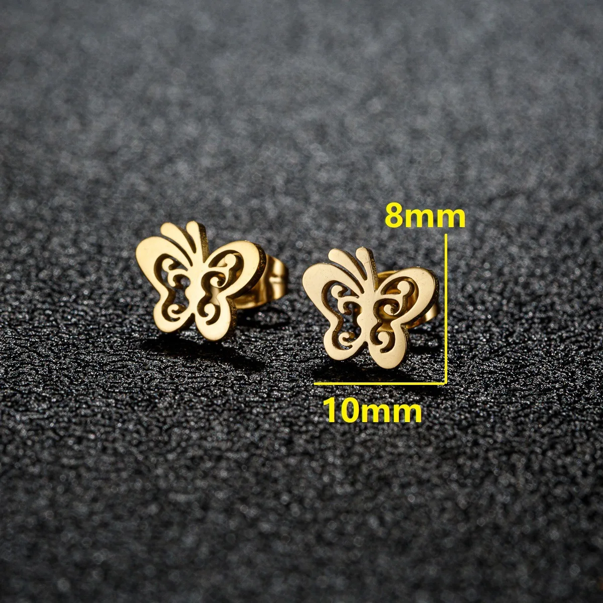 Korean version of small fresh stainless steel student simple fashion versatile cut hollow butterfly stud earrings cross-border a