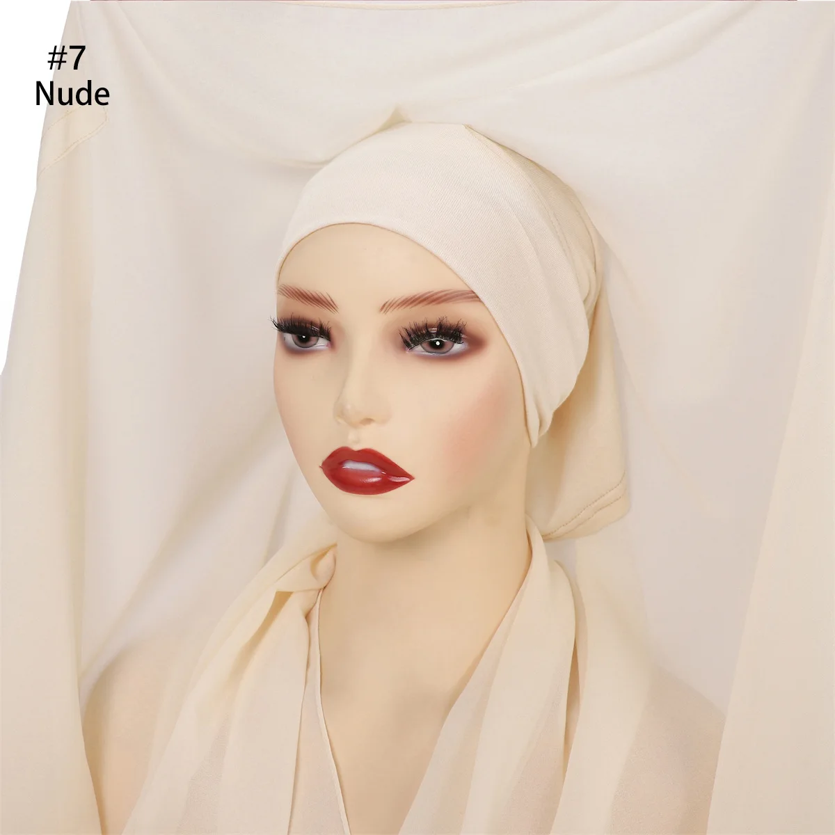 Bubble Pearl Chiffon Long Scarf Women Muslim Amira Hijab Turban Bonnet Inner Hat Shawl In One Piece Including Magnetic Buttons