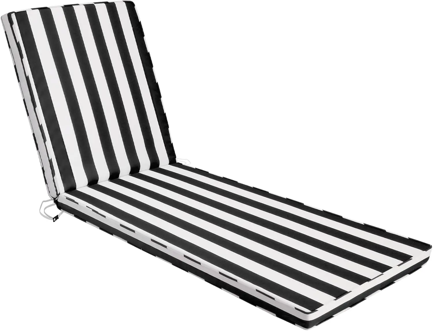 Outdoor-Liegestuhlkissen 71x22x3 Zoll mit Bändern, Waschbares Gartenstuhlkissen für Pool, Terrasse, Rasen, Schwarz-Weiß Gestreift
