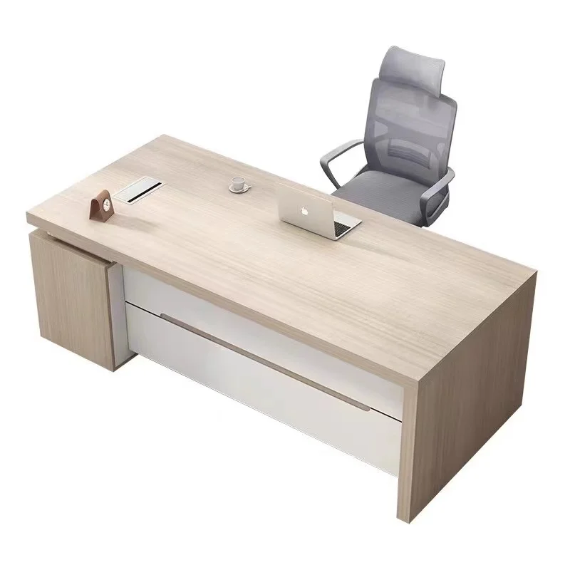 

* Hot-selling boss CEO desk modern minimalist style wooden board retractable high-end multi-person combination office villa