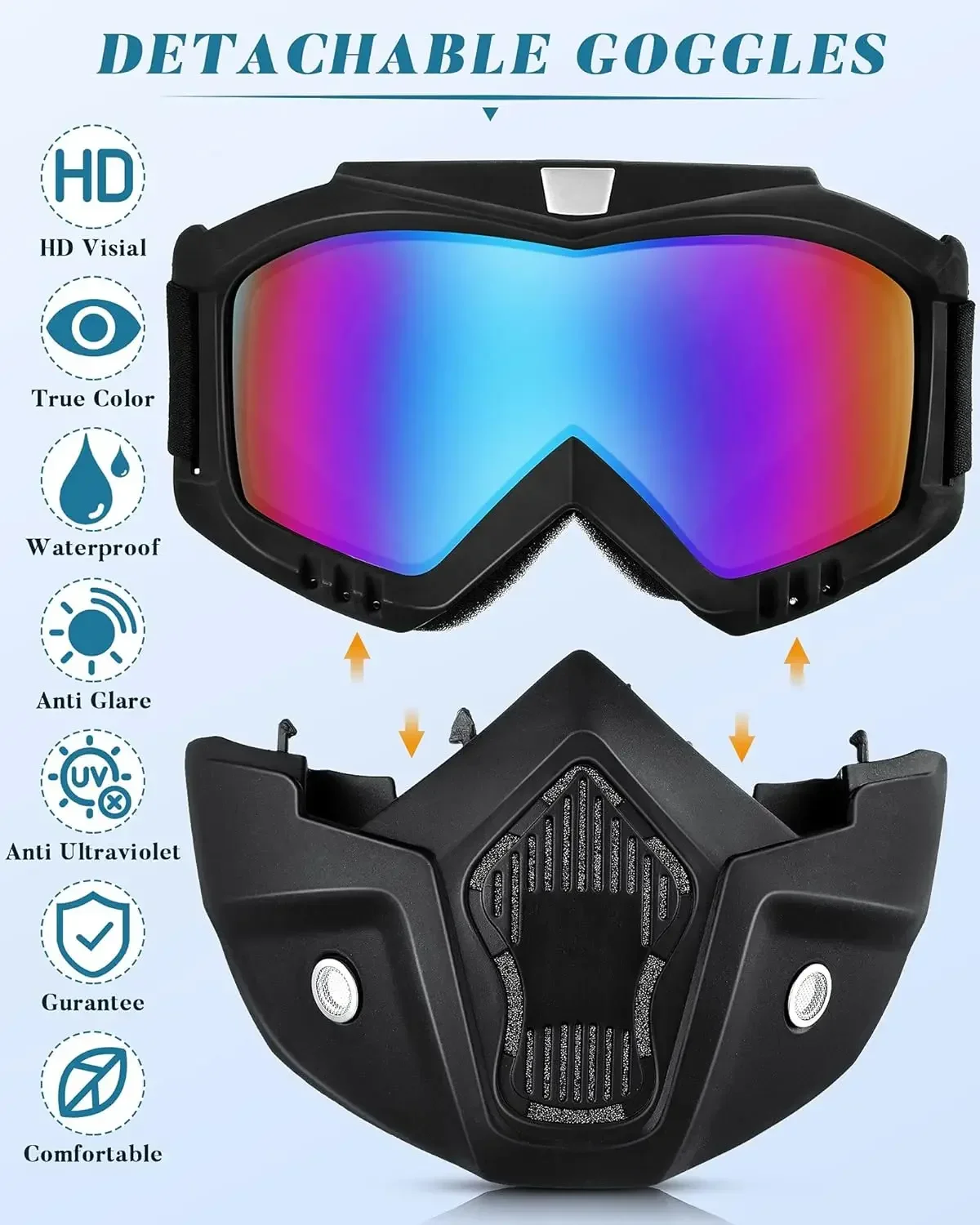 Dustproof Motocross Glasses Adjustable Motorcycle Goggles Breathable Full Face Protective Motorbike Dirt Bike Off-road Mask