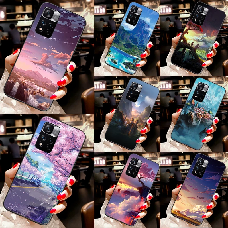 Anime Natura Landscape For Redmi 9 9A 9T 9C 12C 10 10C Phone Case For Redmi Note 12 11 10 9 8 Pro 11S 10S