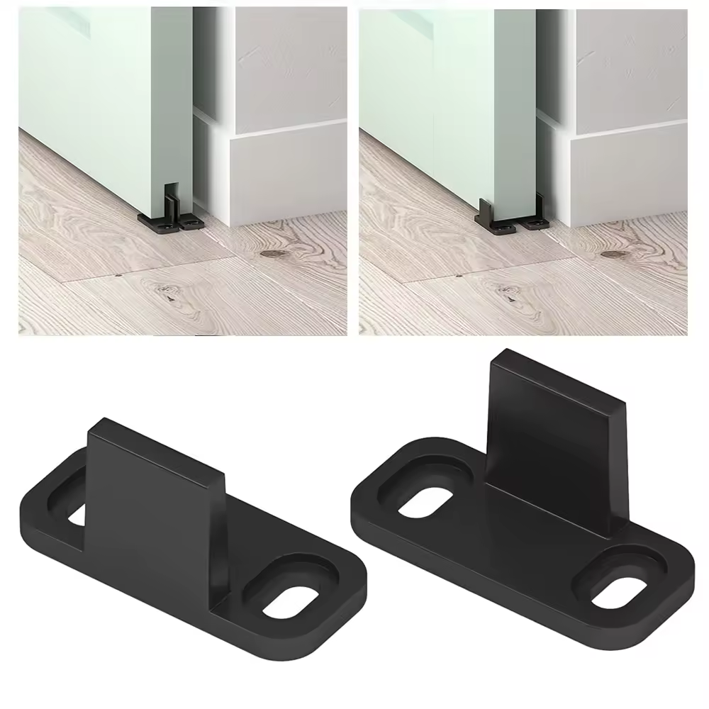2pcs Sliding Barn Door Floor Guides Closet Door Guides Hardware Plastic Floor Wall Mounted Bottom Track Guide for Sliding Doors