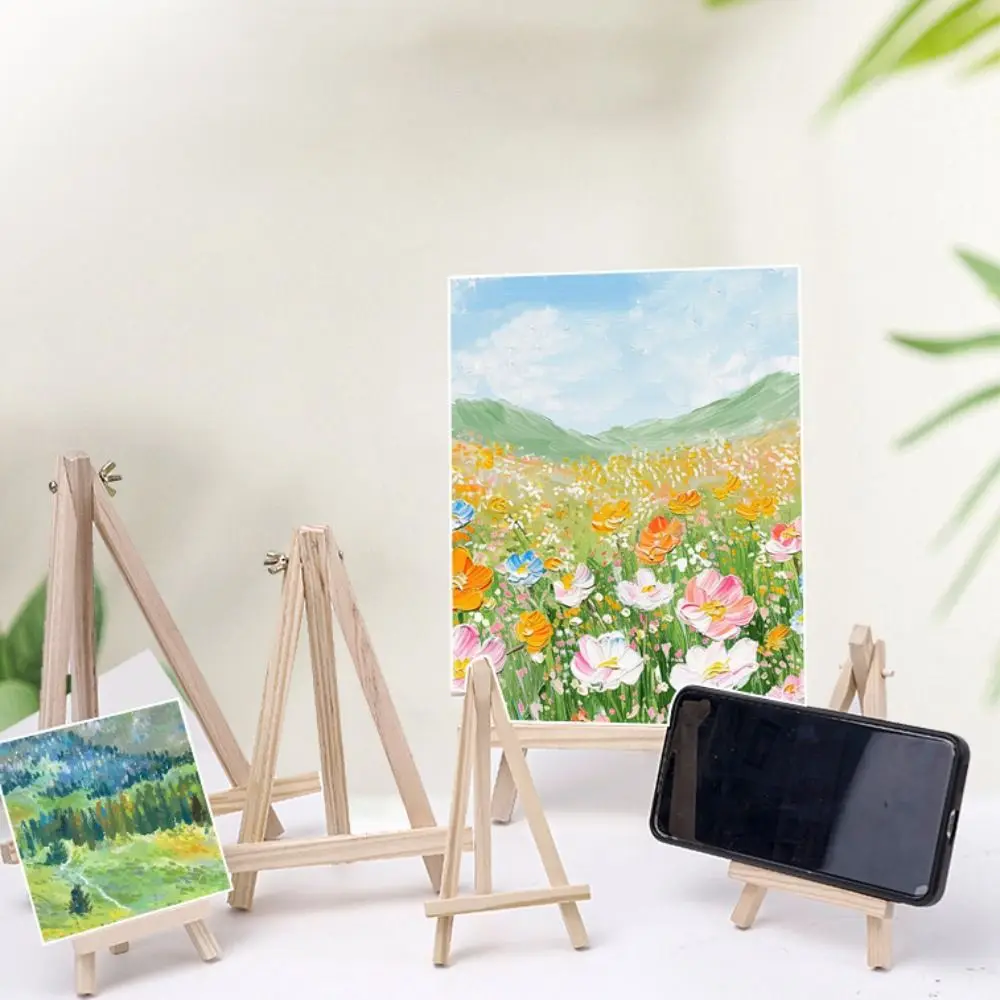Wood Material Tabletop Easel Triangle Shape Foldable Design Wood Drawing Easel Portable Design DIY Craft Desktop Phone Stand