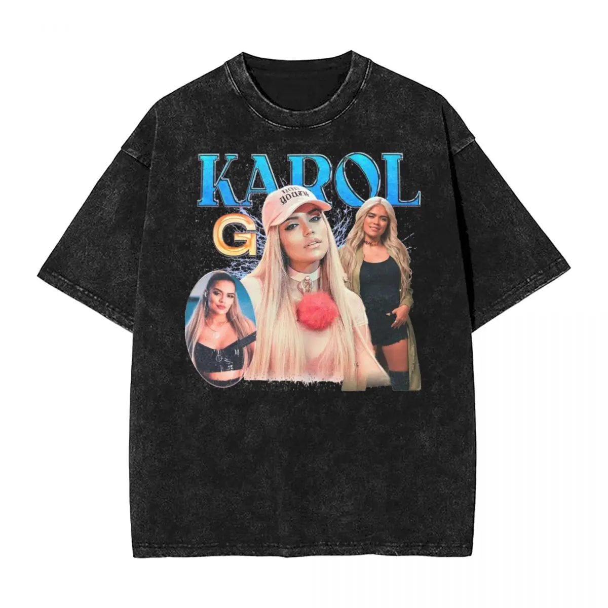 Karol G T Shirts Hip Hop Washed 100% Cotton Street T-Shirts Novelty Men Women Tops Streetwear Summer Tees