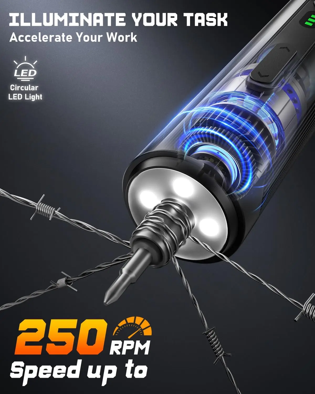 Cordless Electric Screwdriver Set with 3 Torque Settings, 1500mAh Battery, 33 Magnetic Bits, LED Light for Home Repairs