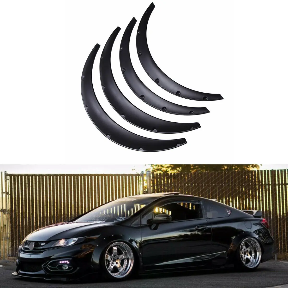 

4Pcs 2 Size Universal Flexible Car Mudguards Mud Splash Guards Mud Flaps Fender Flares Extra Wide Body Wheel Arches