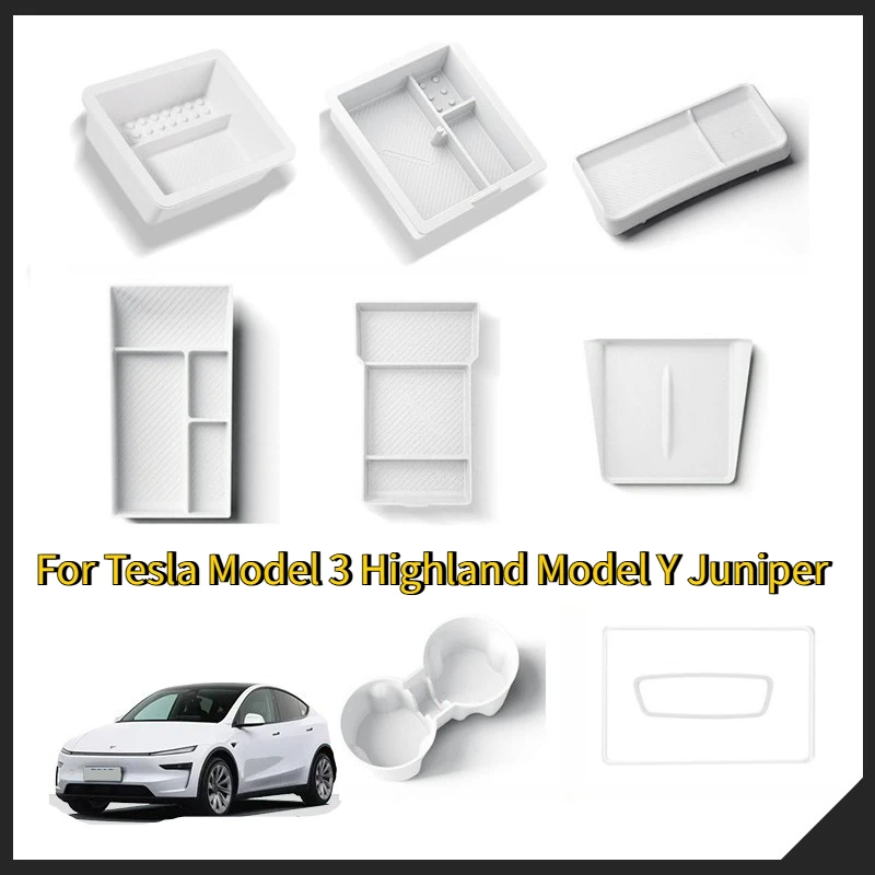 

Central Control Storage Interior for Tesla Model 3 Highland Model Y Juniper 2025 Cup Holder Organizer Storage Trays Accessories