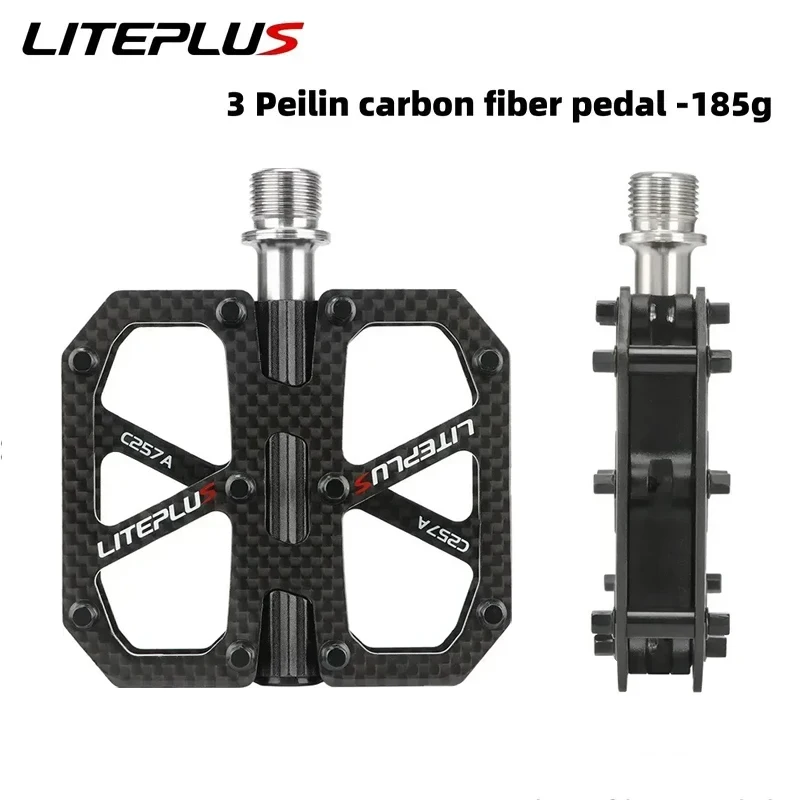 

Liteplus Ultralight Mountain Bicycle Carbon Fiber Pedal 185g Titanium Shaft 3 Bearings Road Bike Pedal Anti Slip Racing Pedal