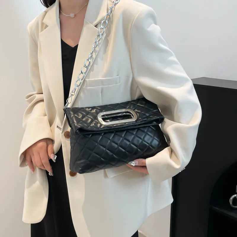 Нишевая и легкая роскошная складная сумка, модная сумка через плечо нового стиля 2025 года, высококачественная сумка для подмышек с ромбовидной цепочкой