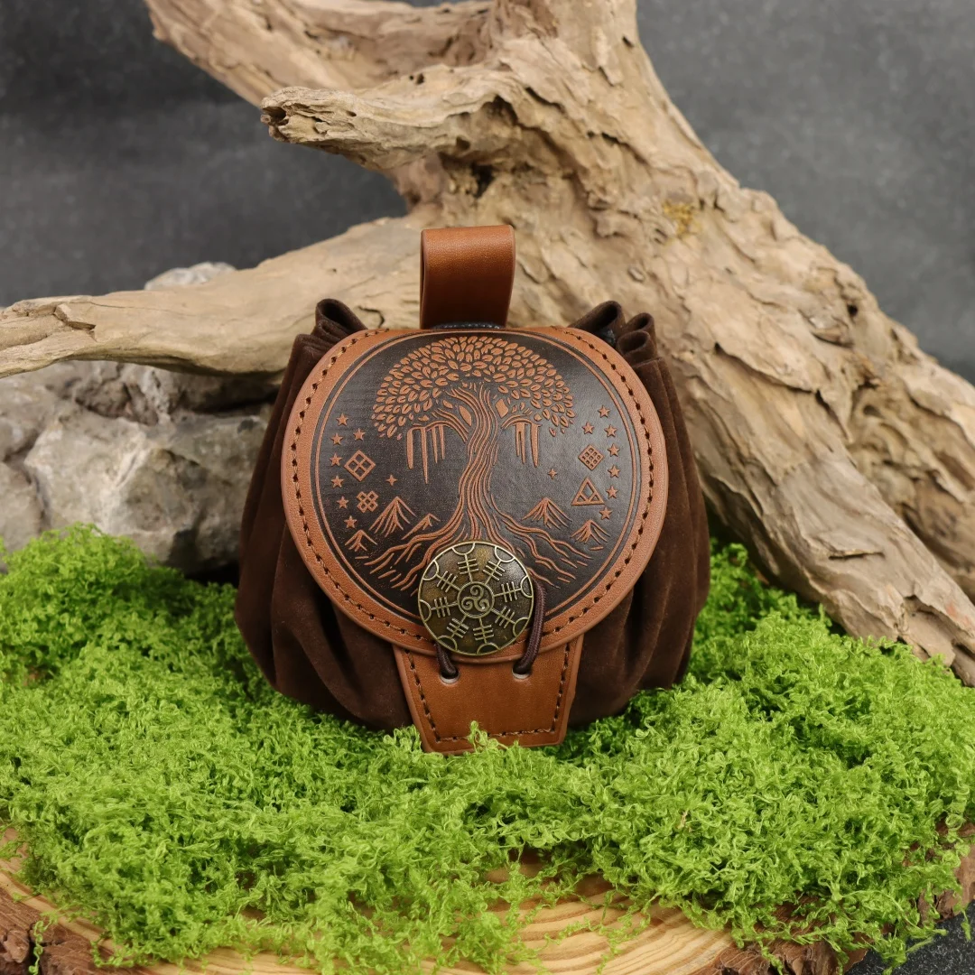 Mittelalterliche Gürteltasche im Wikinger-Stil für Münzen, bietet Platz für ein Telefon, Vintage-Hüfttasche für Cosplay-Zubehör, geprägte, gewebte Freizeittasche – Detail 9