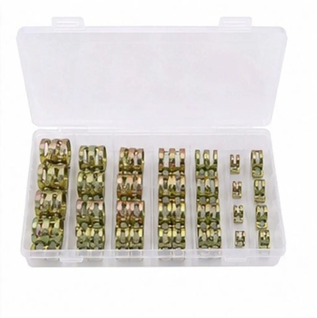 1Set Hose Clamp Zinc Plated Iron High Hardness Spring Clips 6 9 10 12 14 15Mm Fuel Line Clip Storage Case