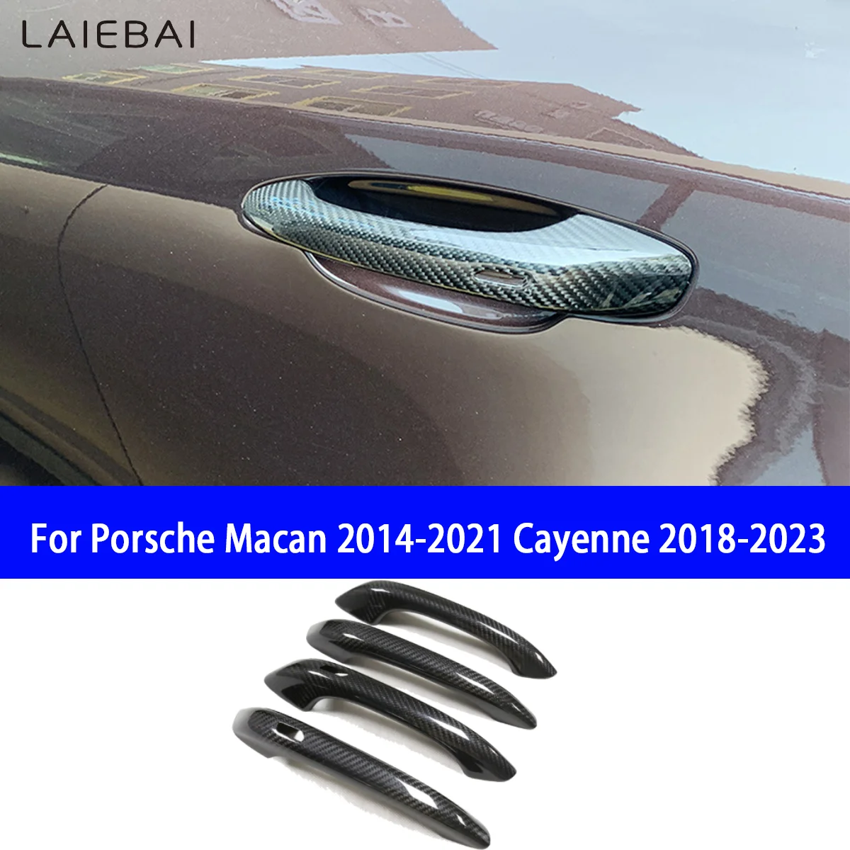 

Для Porsche Macan 2014-2021 Cayenne 2018-2023, дверная ручка из углеродного волокна, сухое углеродное искусственное защитное украшение