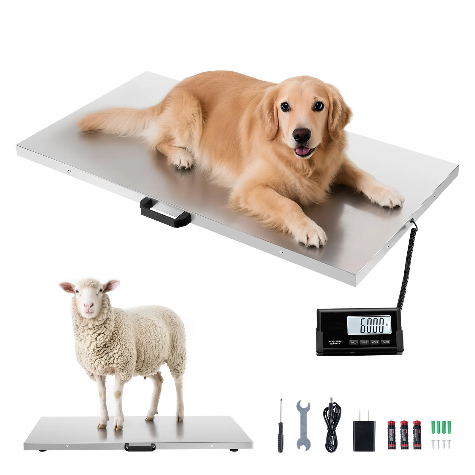 SucceBuy 660LBS Digital Shipping Scale 0.1 lbs Accuracy Postal Scale with LCD Display & AC/DC Power Supply for Packages Postage