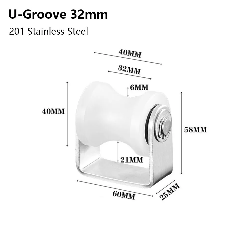 1Pcs U Groove U Groove Nylon Bearing Pulley 201 Stainless Steel Built-in Rolling Bearing Nylon Bearing Wheel Roller