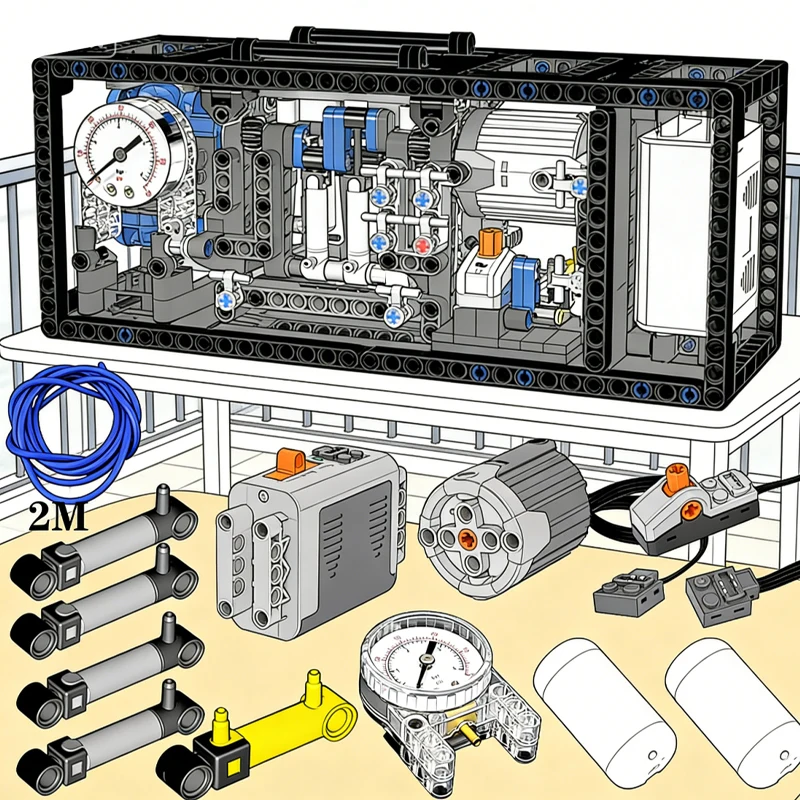 MOC Air Compressor Building Blocks Suitable for DIY enthusiasts and those who enjoy pneumatic engineering and assembly Toy Gift