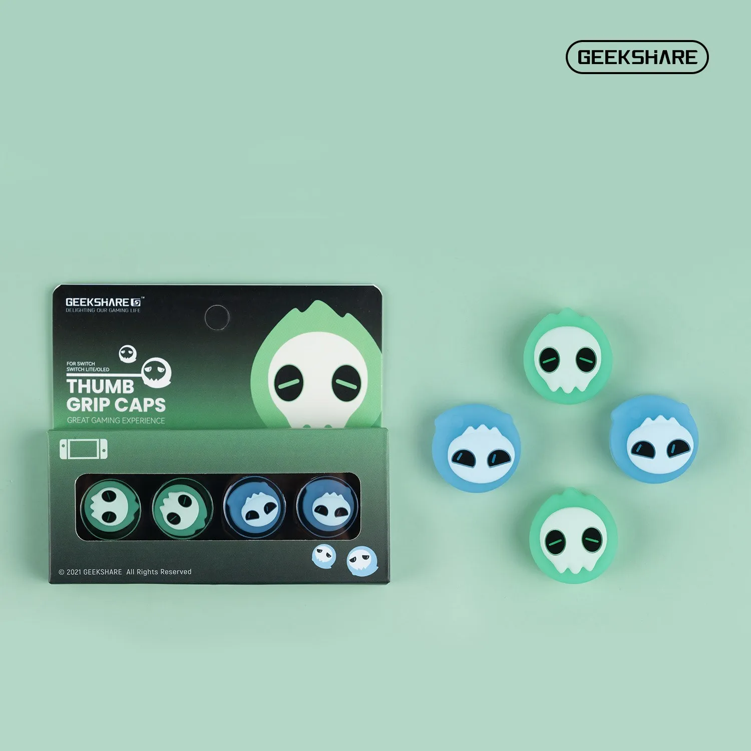 Geekshare-Tapas de agarre de pulgar para Ninetendo Switch/Oled/Lite, 4 piezas, cubierta de silicona para controladores Joy-Con, accesorios para Halloween Ghost NS