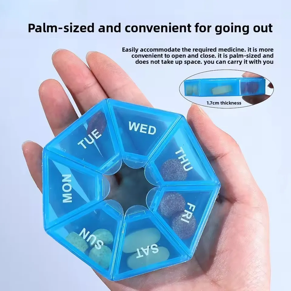 Mini Small Portable Travel Vitamin Pill Box Pills Cases Container Organizer Storage Tablets 7 Days Grids Medicine Fish Oils C597