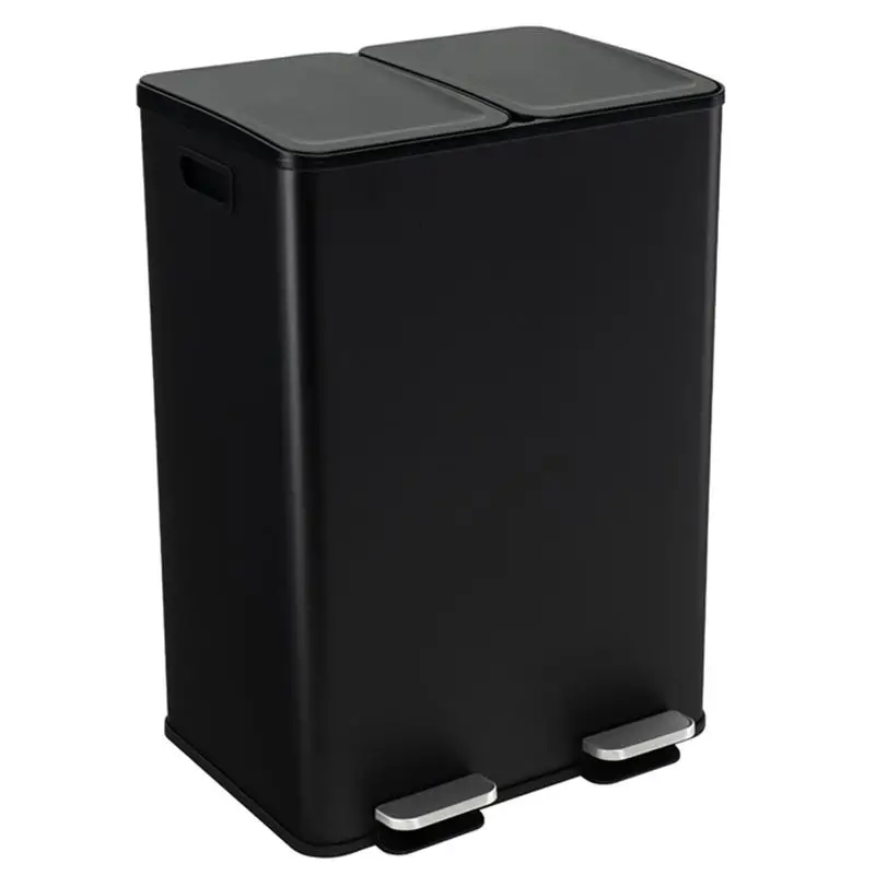 

2 x 8 Gal Dual Compartment Trash Can-Black