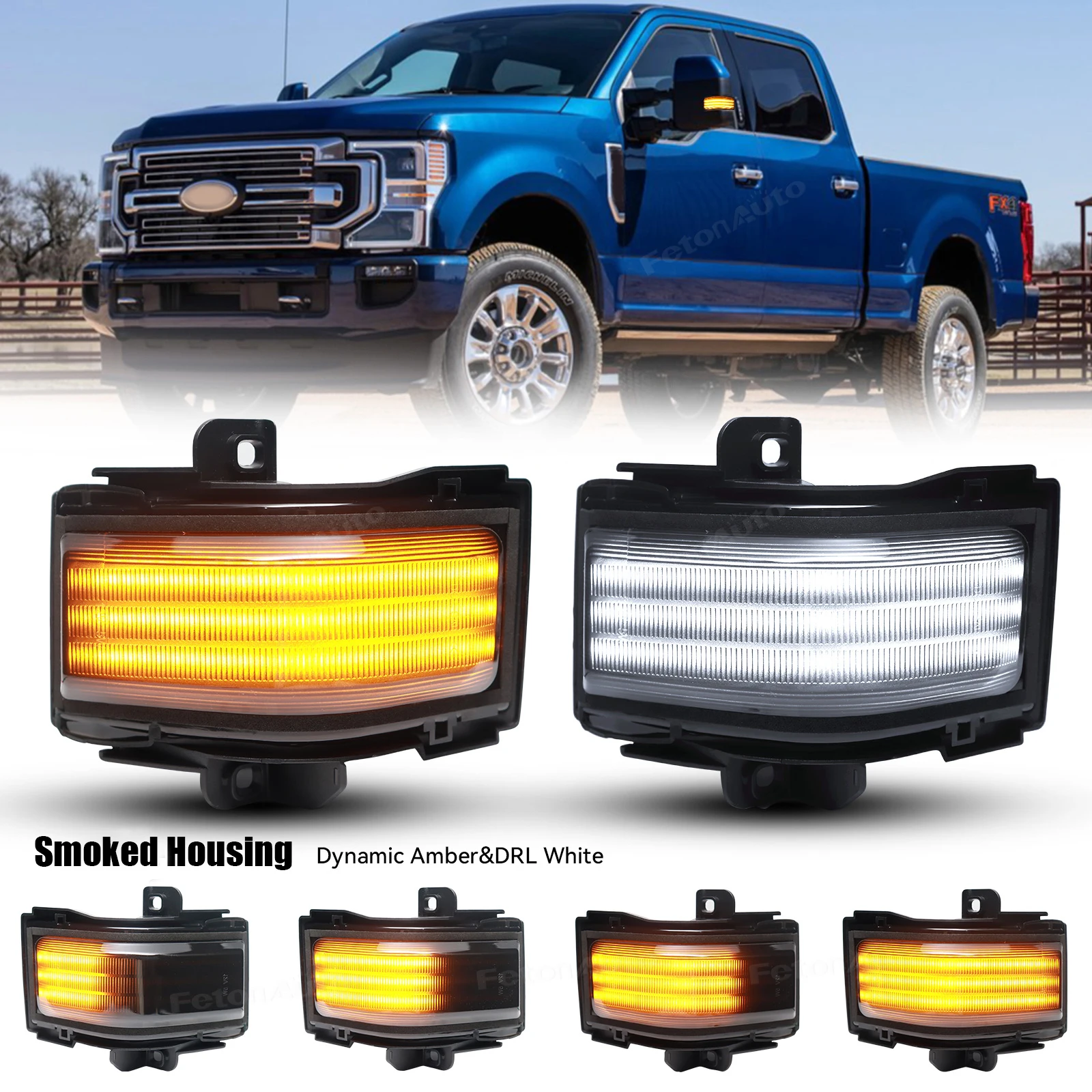 Dynamic Led Side Marker Mirror Turn Signals Parking Lamps For Ford F-150 F-250 F-350 F-450 F-550 Super Duty 2017 2018-2023