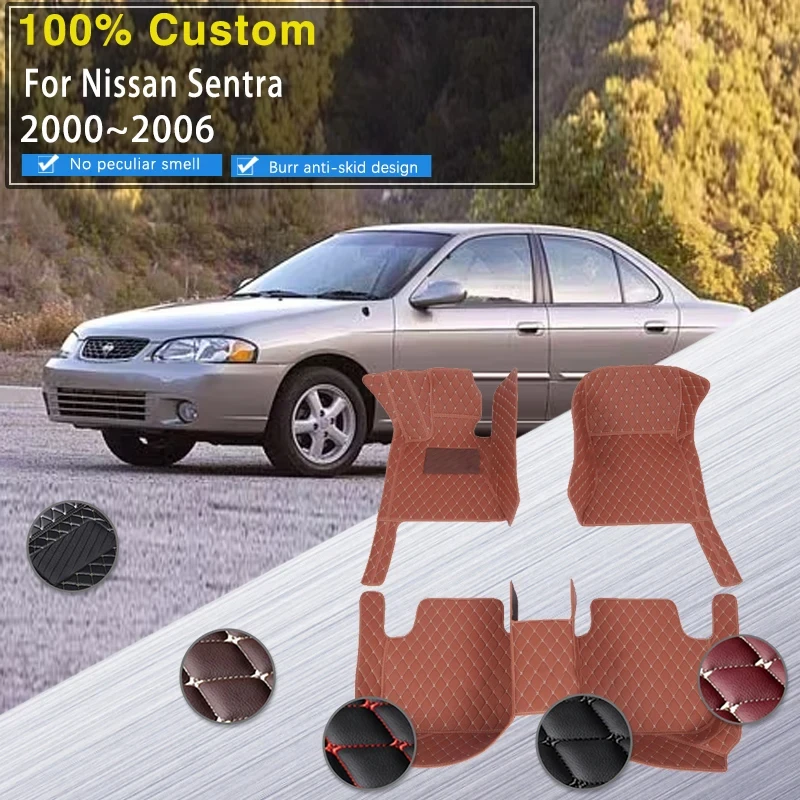 Car Floor Mats For Nissan Sentra B15 MK5 2000 2001 2002 2003 2004 2005 2006 Leather Pads Carpets Car Floor Matt Car Accessories