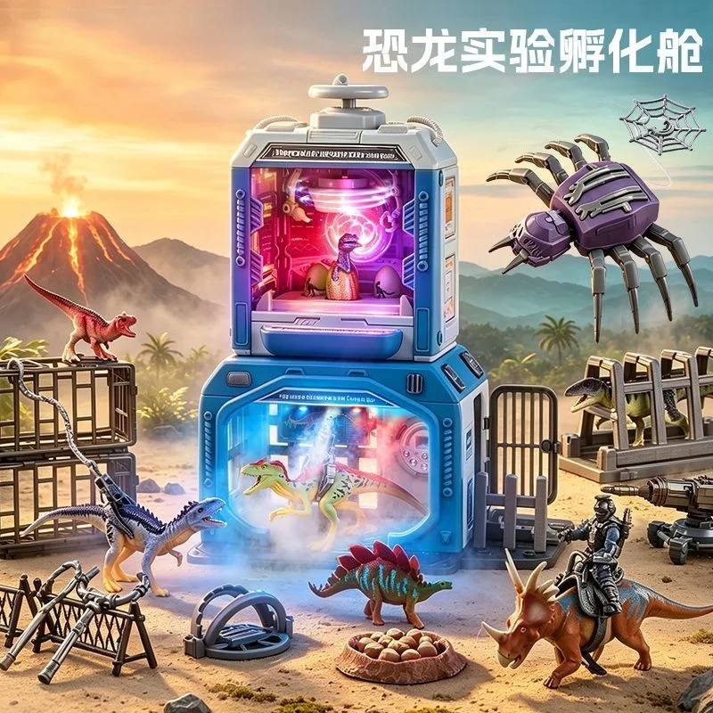 Dinosaur Incubator Playset with Light & Sound Dino Figures Kids Pretend Play Simulation Experiment Toy for Boys