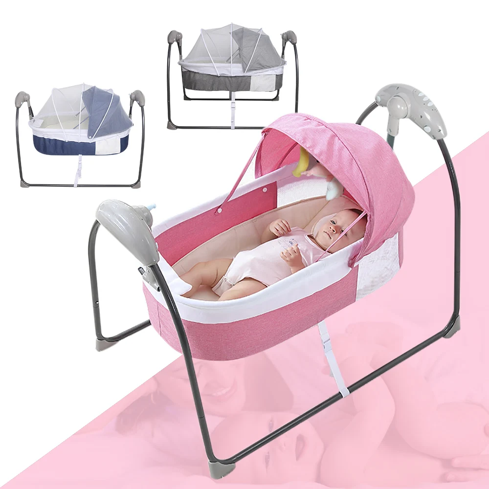 Baby Cot 3-Speed Auto Swing Electric Baby Swing Baby Bouncer Baby Lounger Cradle up to 9KG with Smart Bluetooth