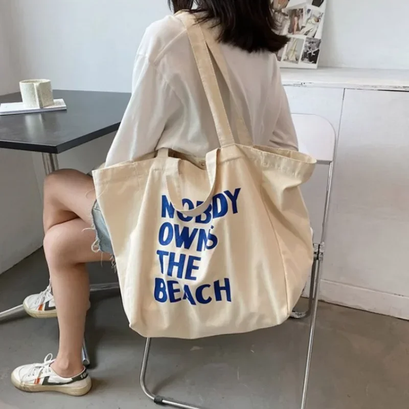 Large Canvas Bag Women Shoulder Handbag Female Letters Reusable Shopping Ladies Grocery Designer Tote Bag Eco Friendly Bolsas