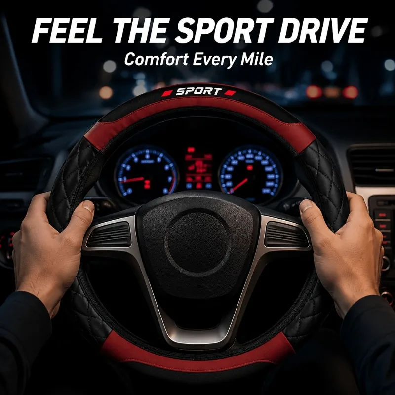 Steering Wheel Sport Drive Carbon Fiber Embossed Anti Slip Universal 38cm Auto Interior All Season Parts Without Inner Ring Grip