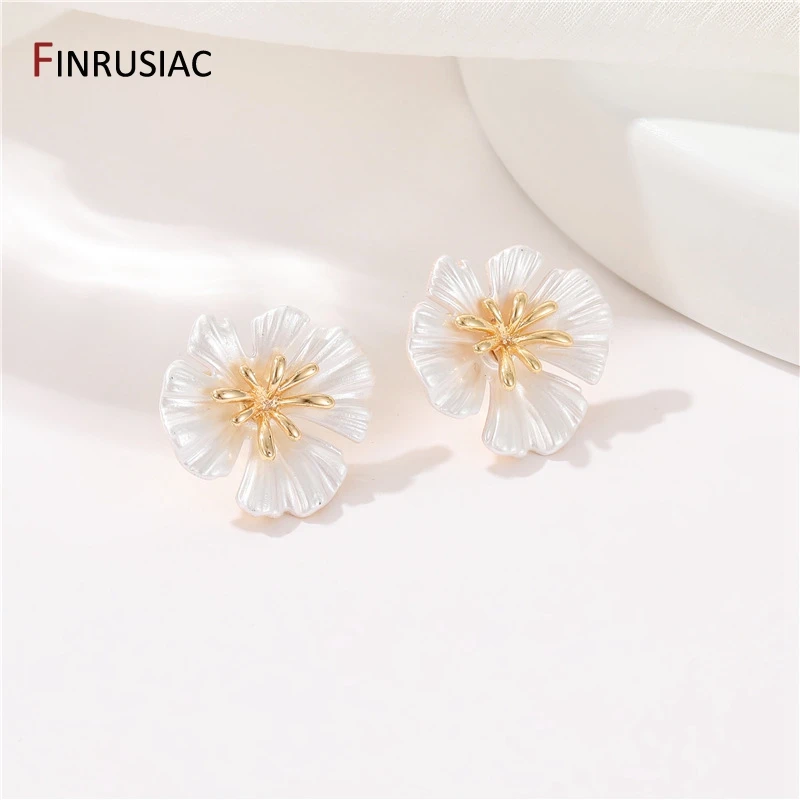 14K Gold Plated Brass Zircon Bowknot Stud Earrings Posts With Loop For Jewelry Making Accessories Women Earring Findings