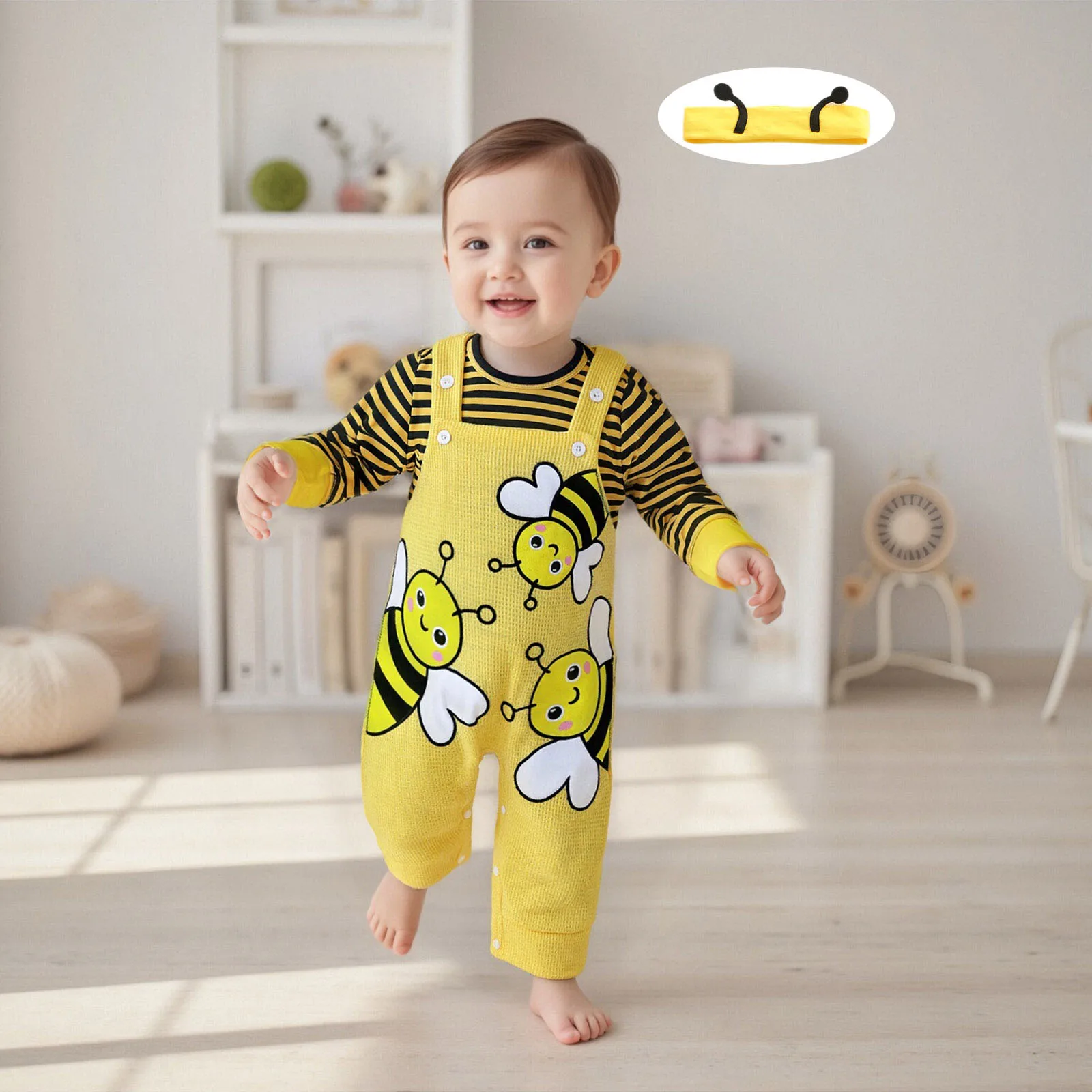 ViSgogo طفلة الزي طويلة الأكمام المشارب رومبير مع التطريز النحل عموما السراويل عقال الخريف الزي مجموعة الملابس