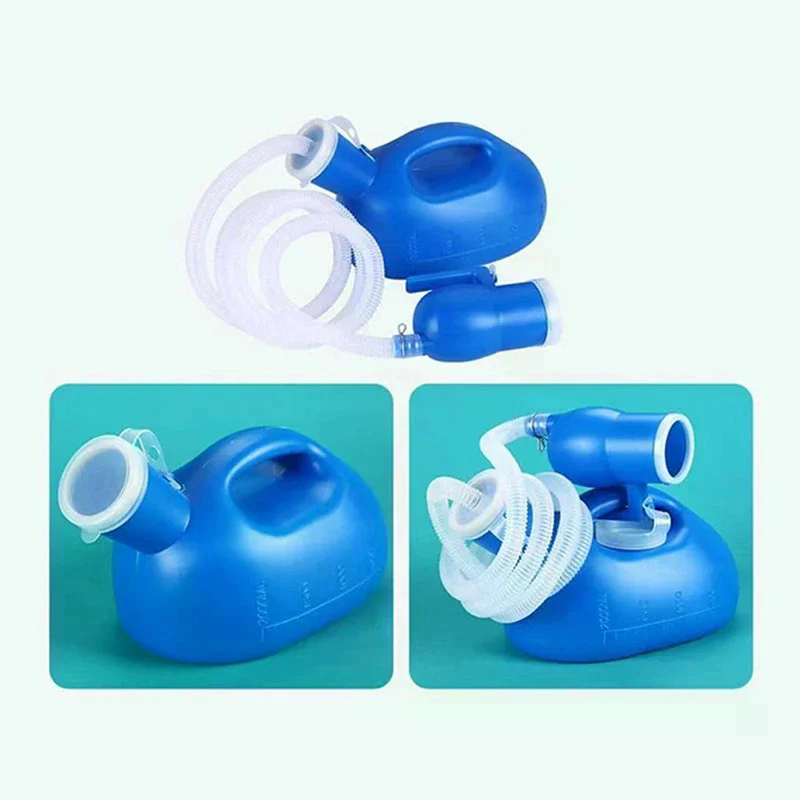 إمدادات المرحاض للخارجية 2000 مللي البلاستيك الذكور المسنين السرير قعادة زجاجة تبول جامع مع أنبوب 160 سنتيمتر المحمولة زجاجة بول التبول