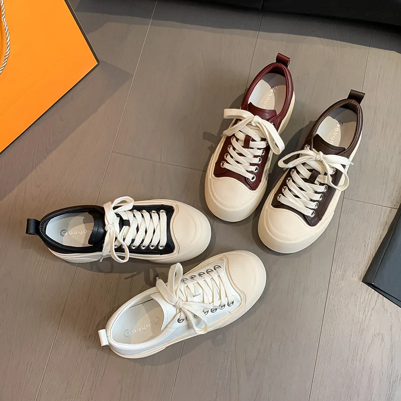 casual-shoes-for-women-2026-round-toe-lace-up-board-shoes-thick-soled-white-shoes-flat-soled-single-shoes