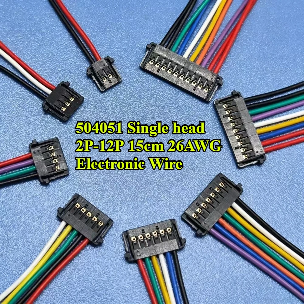 10/30/50Pcs/lot 504051 Single head 2P/3P/4P/5P/6P/7P/8P/9P/10P/12P Terminal Wire 15cm 26AWG Electronic Wire Connector
