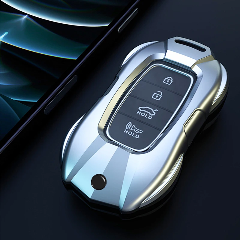 New Zinc Alloy Car Key Case Cover for Hyundai Elantra GT Accent Solaris Azera Sonata NEXO Grand Santa Fe Tucson Palisade Kona